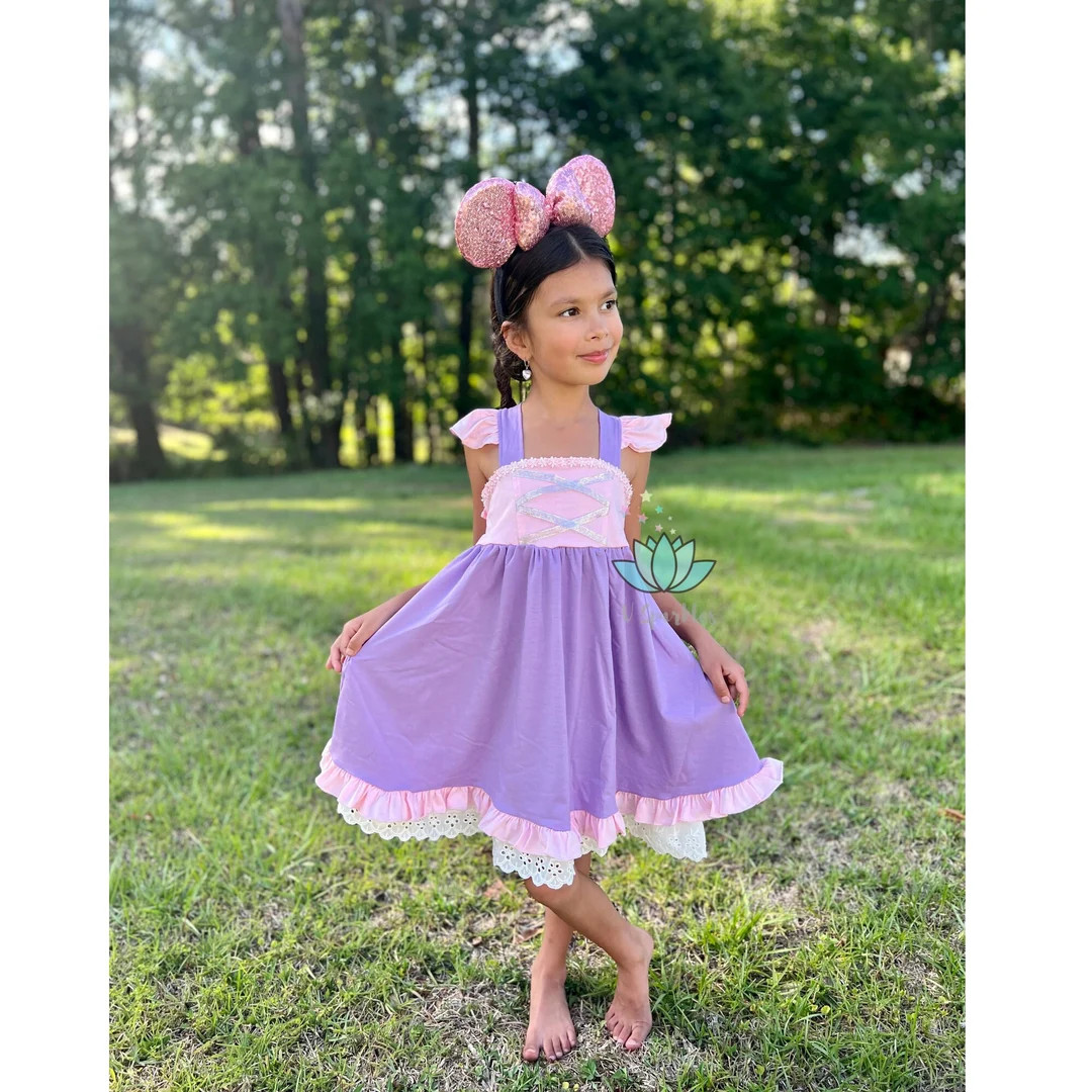 Rapunzel Inspired Dress, Rapunzel Birthday Dress, Princess Purple Dress, Mouse Ears Headband, Gif... | Etsy (US)