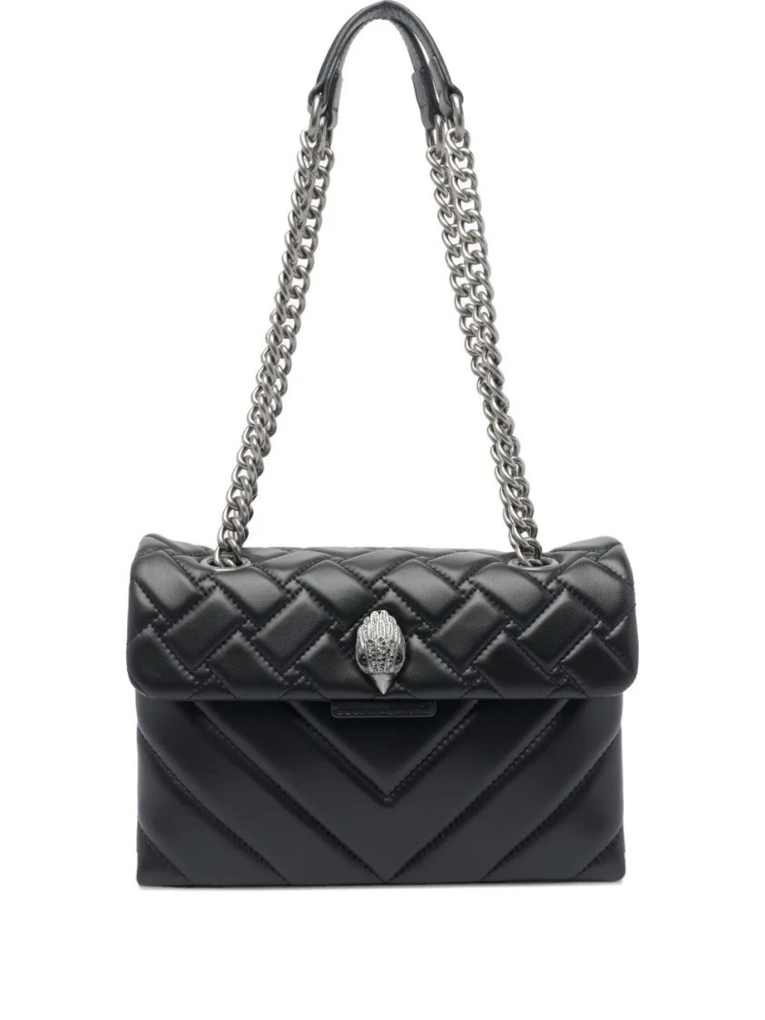 Quilted Calf Leather Shoulder Bag With Distinctive Silver Clasp | Shop Simon