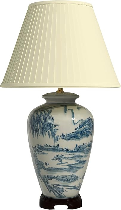Red Lantern 29" Blue and White Chinese Landscape Lamp | Amazon (US)