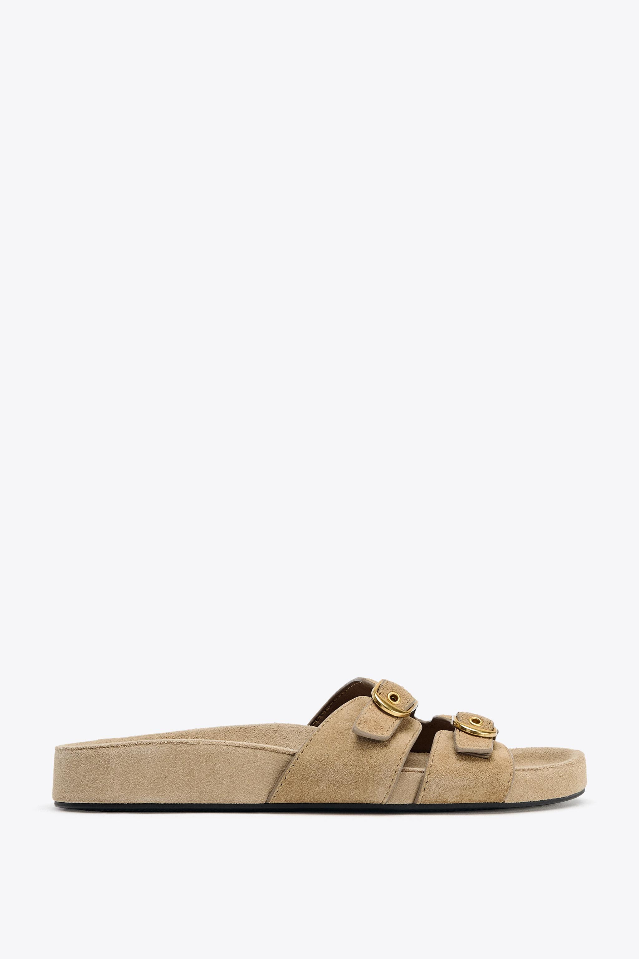 SPLIT SUEDE BUCKLE SANDALS | Zara UK