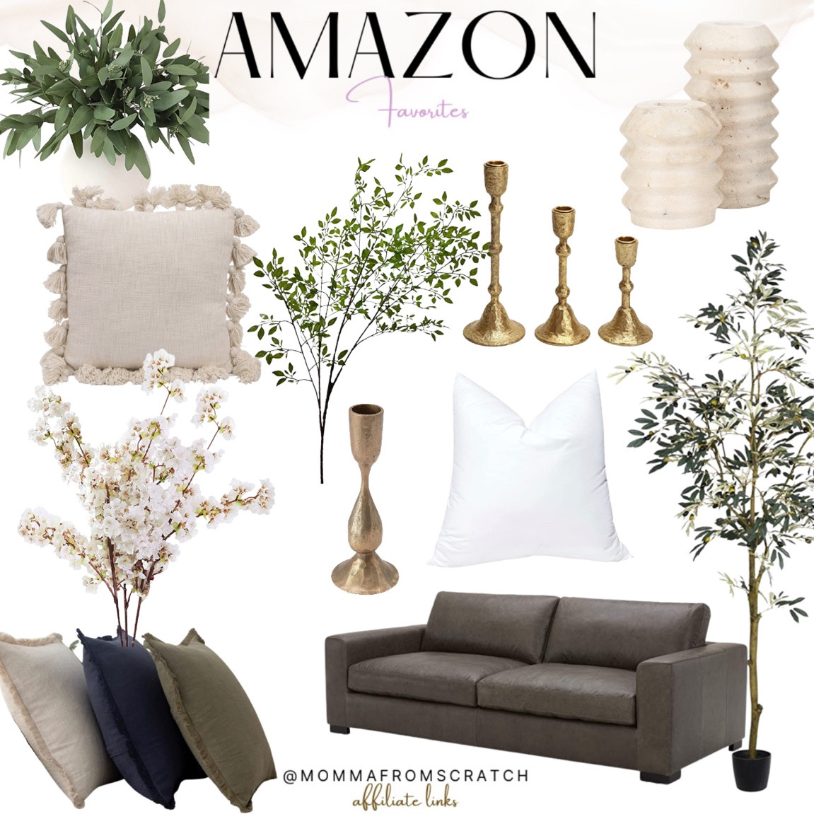 Amazon spring decor
Cherry blossoms
Eucalyptus 
Greenery stems
Florals
Leather sofa
Pillow insert, Pillow covers
Candle Holder 
Brass,
Marble, amazon home decor 

#LTKstyletip #LTKhome #LTKsalealert