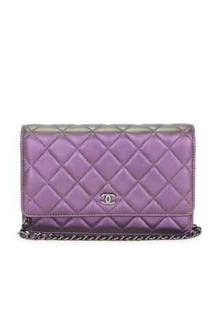 Chanel Lambskin Wallet On Chain in Purple | FWRD 