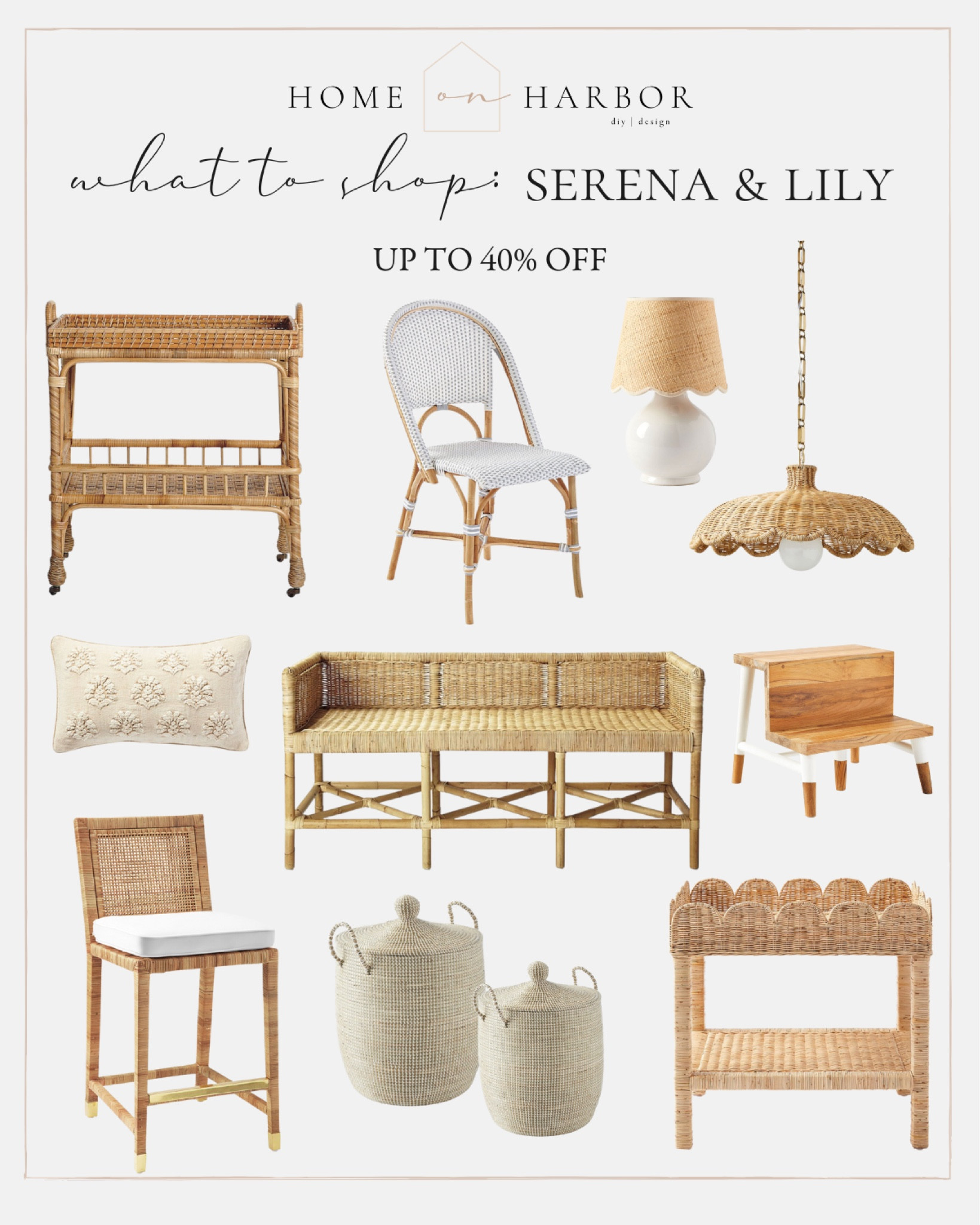 Save up to 40% off at Serena & Lily this weekend! Save big on the rattan cart, shore bench, lighting, counter stools, baskets and more! 

#labordaydeals

#LTKhome #LTKFind #LTKsalealert