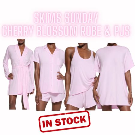 Back in stock alert! Skim cherry blossom robe pajama pants, Kim Kardashian, Kylie, Jenner gifts for her Mother’s Day, pink loungewear, comfortable bridal honeymoon getting ready going out