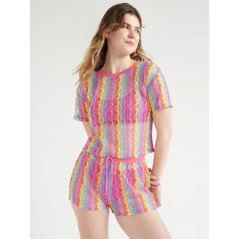 No Boundaries Juniors’ Crochet Coverup Shorts, Sizes XS-XL | Walmart (US)