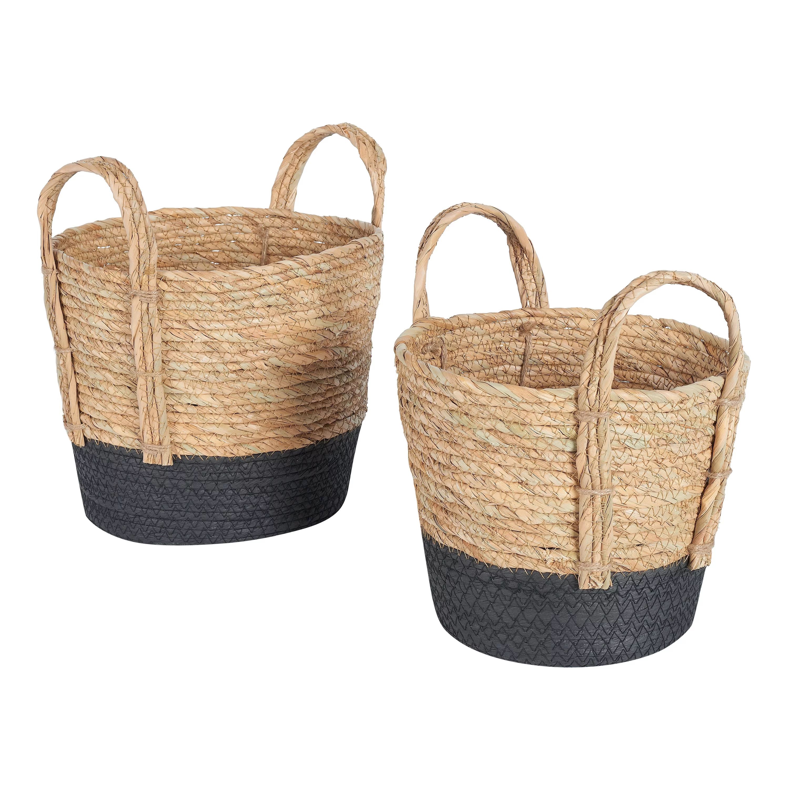 Mainstays Seagrass & Paper Rope Baskets, Set of 2, 10.5" and 9", Storage - Walmart.com | Walmart (US)