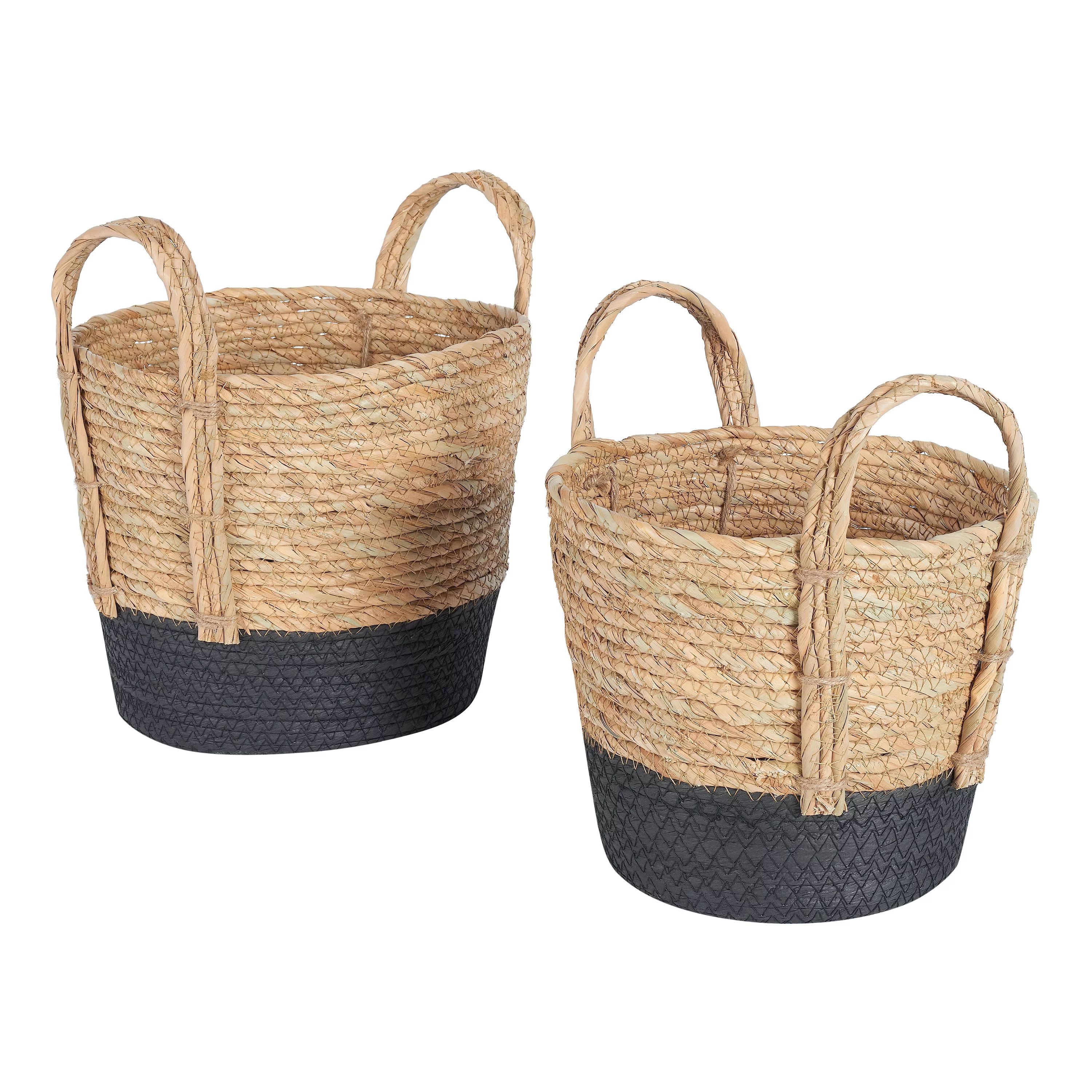 Mainstays Natural Seagrass & Paper Rope Baskets, Set of 2 | Walmart (US)