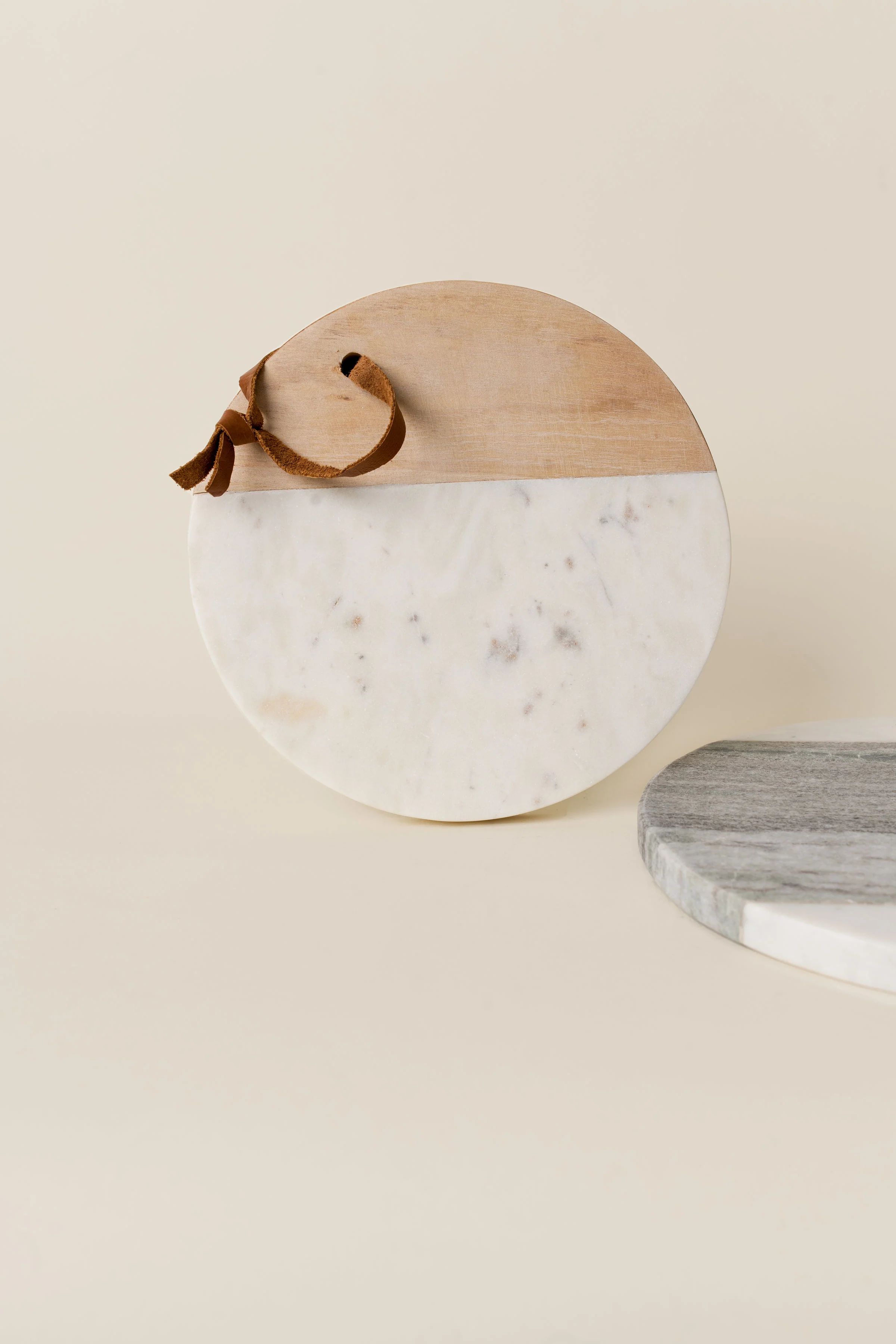 White Marble Round Wood Cutting Board | Joy Meets Home