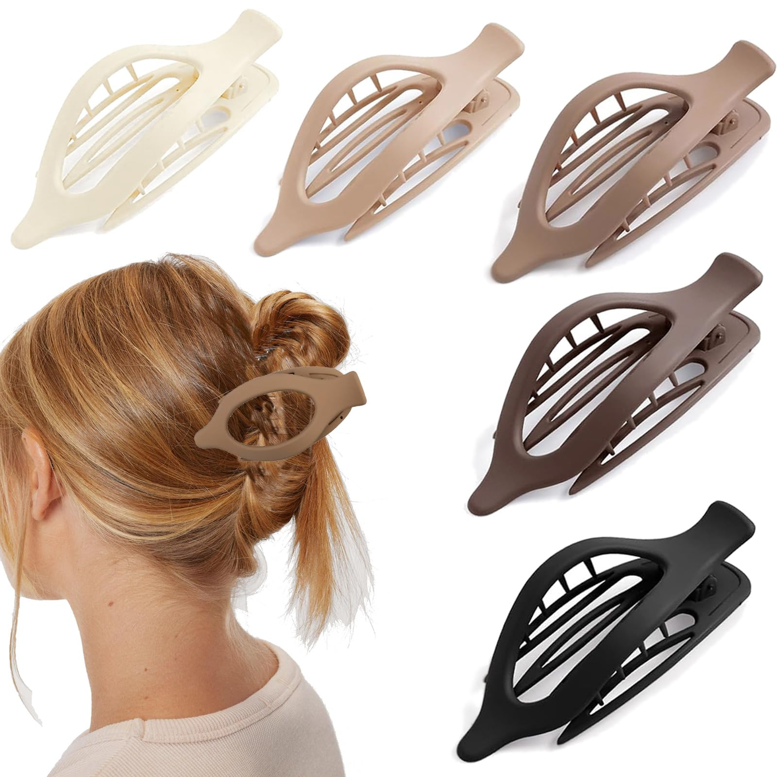 CUBACO 5pcs Matte Flat Claw Clips for Women, Hair Clips for Thick Hair, Alligator Clips for Hair,... | Amazon (US)