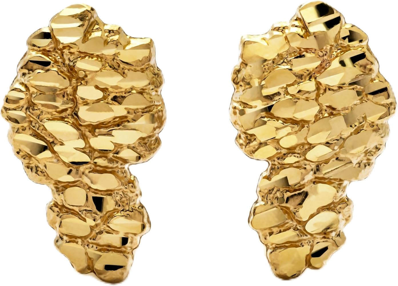 10K Yellow Gold Nugget Earrings (0.64" x 0.39") | Amazon (US)