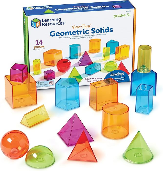 Learning Resources View-Thru Geometric Solids - Classroom Must Haves, Teacher Supplies, Geometry ... | Amazon (US)