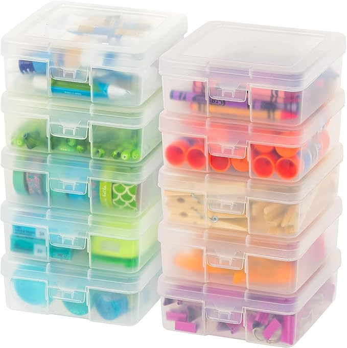 IRIS USA 10 Pack Small Plastic Hobby Art Craft Supply Organizer Storage Containers with Latching ... | Amazon (US)