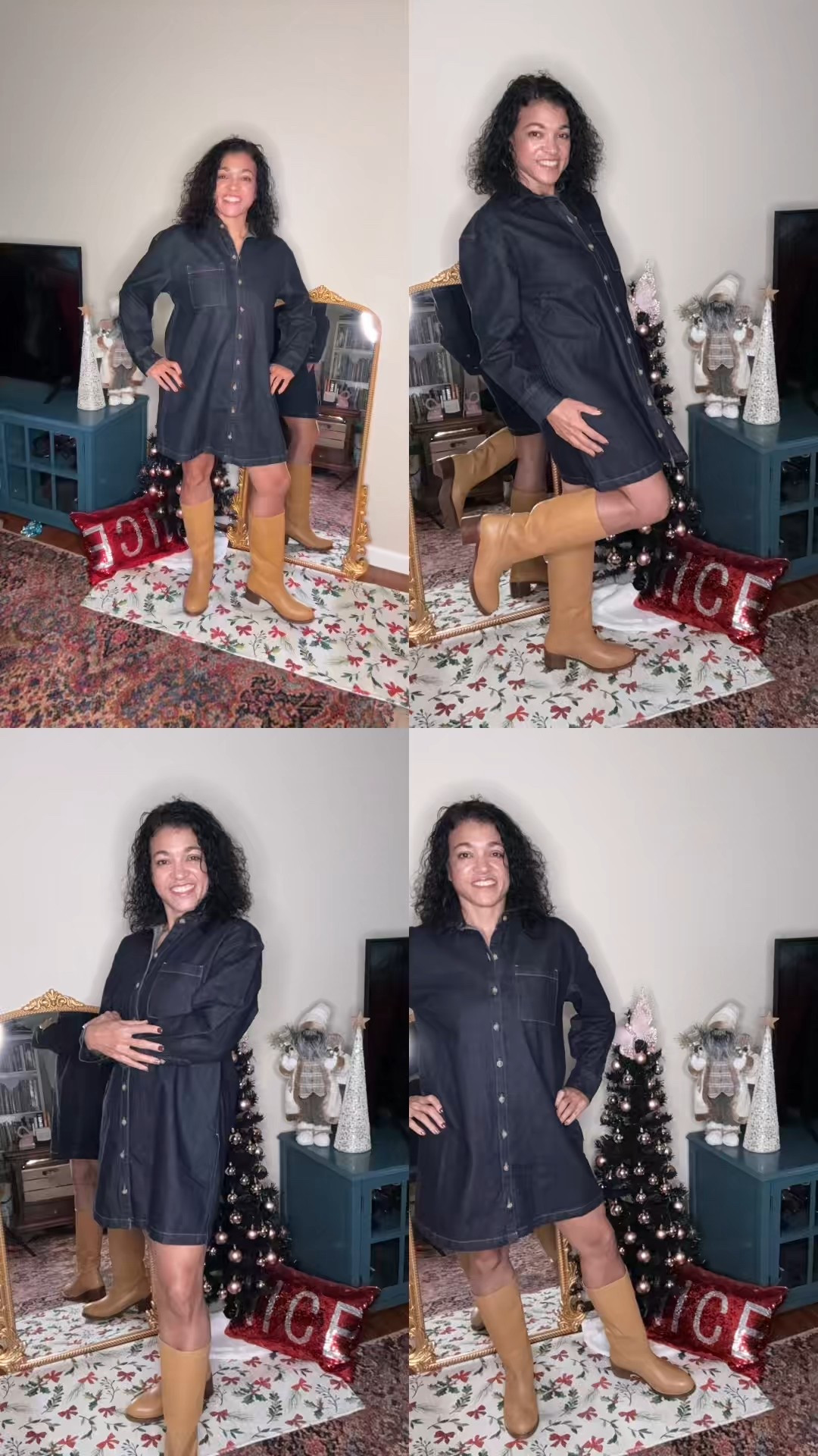 Long sleeve denim perfect for the cooler weather paired with boots! Classy and cute!!! 

#LTKootd #LTKCyberWeek #LTKGiftGuide