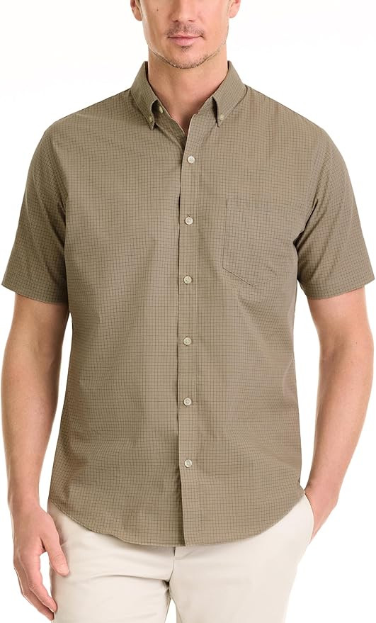 Van Heusen Mens Wrinkle Free Short Sleeve Button Down Check Shirt | Amazon (US)