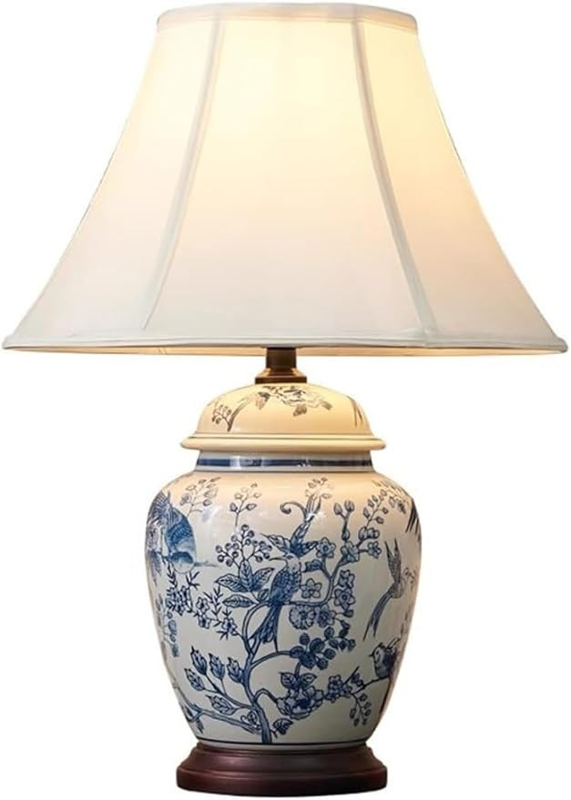 Chinoiserie Ceramic Table Lamps for Living Room Bedroom Bedside Traditional Blue and White Porcel... | Amazon (US)