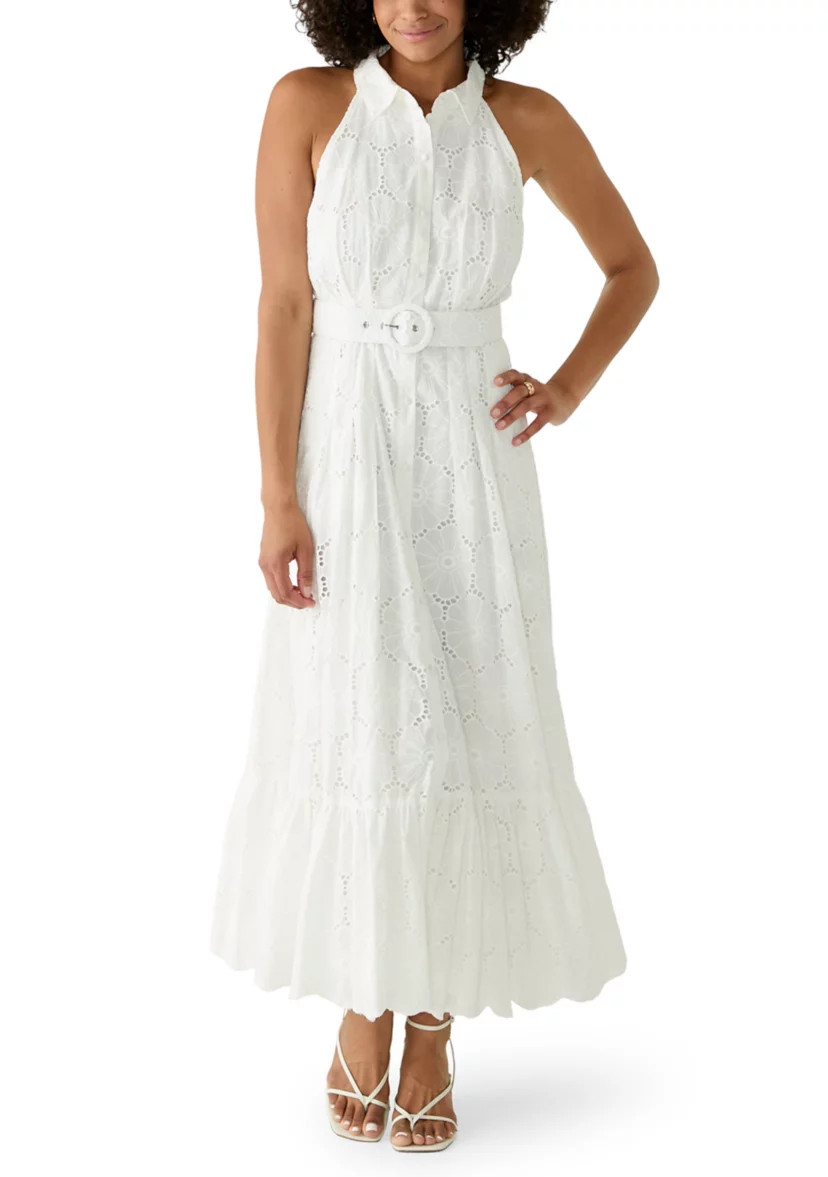 Women's Sleeveless Belted Eyelet Dress | Belk