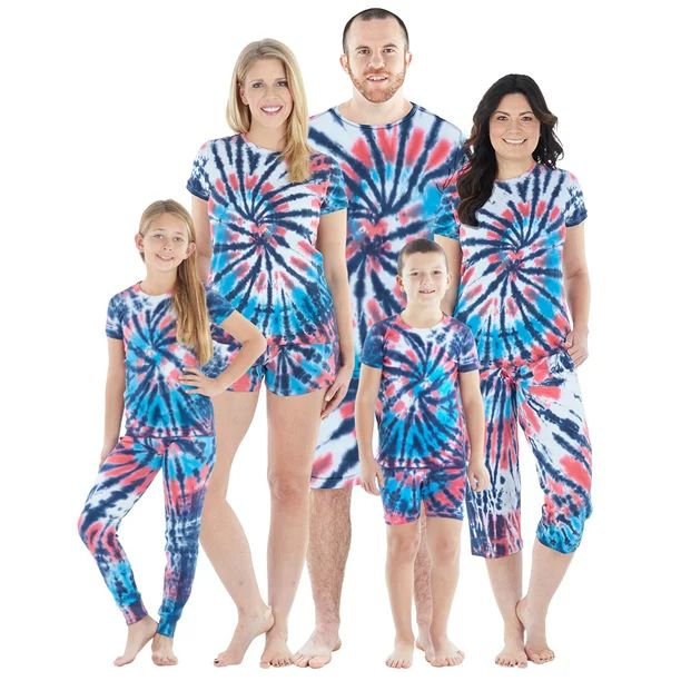 Sleepyheads Lightweight Tie Dye Knit Family Matching Red, White, and Blue Pajama Set | Walmart (US)