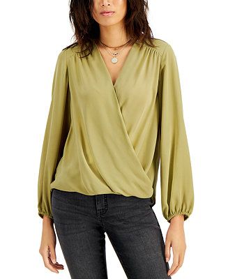 INC International Concepts Surplice Top, Created for Macy's & Reviews - Tops - Women - Macy's | Macys (US)