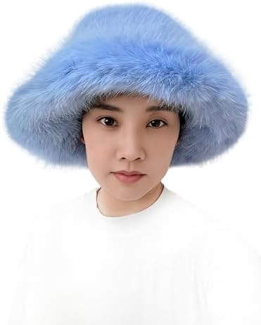 Lina & Lily Oversized Winter Faux Fur Bucket Hat for Women - Long Pile Fur Wide Moldable Brim | Amazon (US)