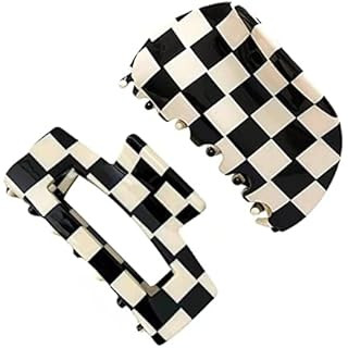 3 Piece Vintage Large Claw Clips Checkered Hair Clip Black and White Lattice Hair Barrettes Pin T... | Amazon (US)