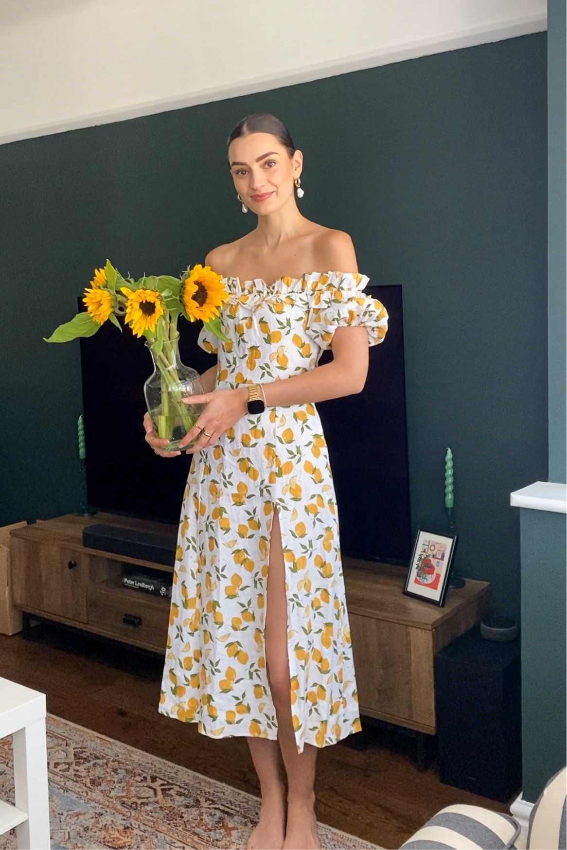 At home 🌻
Lemon print Marley off-shoulder Reformation dress

#LTKuk #LTKsummer #LTKhome