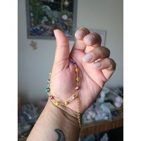 18K Gold Evil Eye Bracelet, Rainbow Evil Jewelry | Etsy (US)