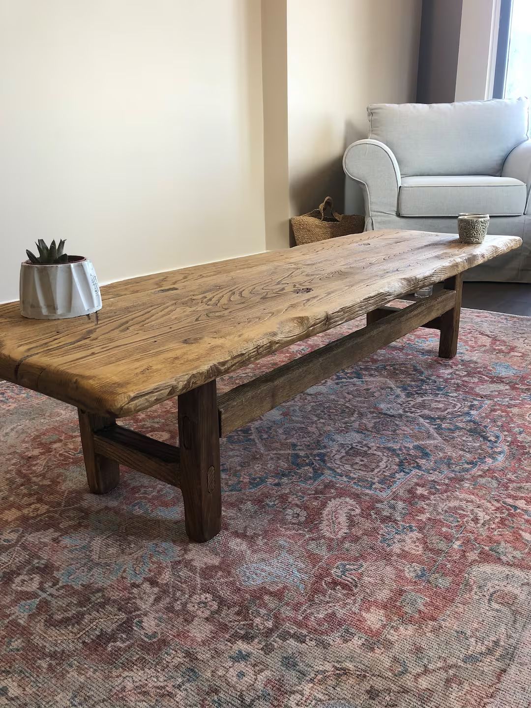 Unique Coffee Table  •  Reclaimed Wood  •  Handmade Farmhouse  Furniture  •  Live Edge Tabl... | Etsy (US)