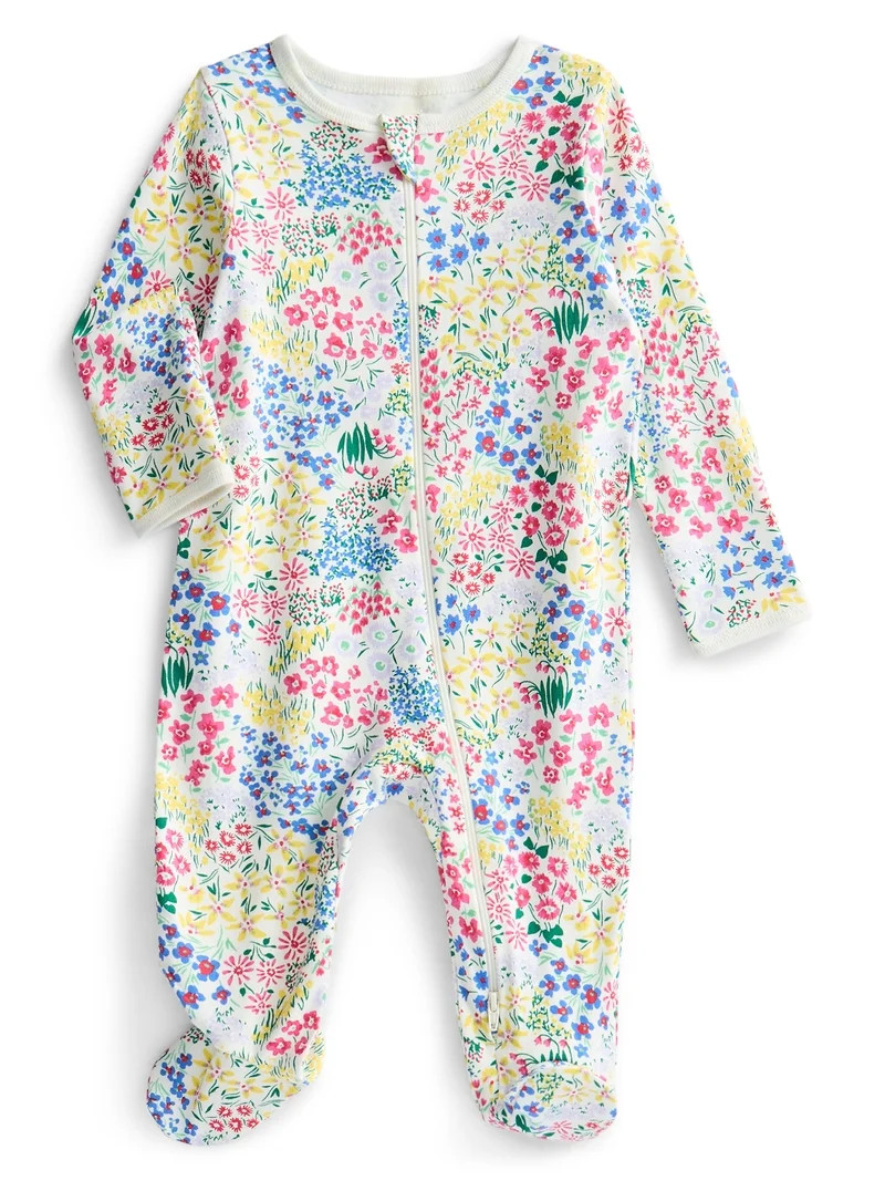 Wonder Nation Baby Boys or Girls Zip Front Footed Pajamas, Sizes Preemieie-6/9 Months | Walmart (US)