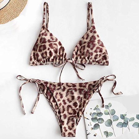 YZHM Plus Size Swimsuit for Women Women s Fashion Leopard Bikini Set Swimsuit Two Piece Filled Leopa | Walmart (US)