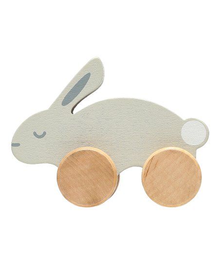 White Rolling Wooden Toy Bunny | Zulily