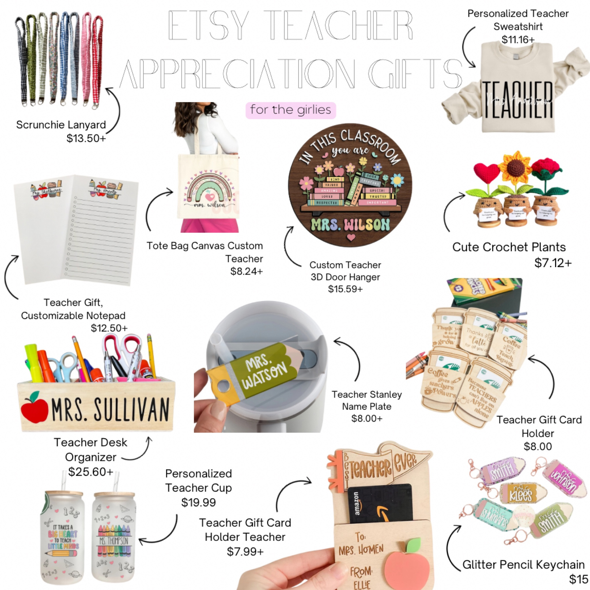 Teacher appreciation gift ideas💕 handmade, thoughtful gifts for teachers including personalized gift ideas! 

#giftguide #teachergifts #teacherappreciationgifts #teachers #giftideas #ltkclassroom #ltkteachers #teacheroutfitideas 