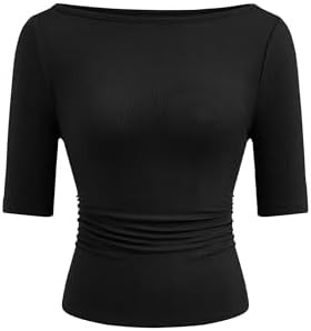 PRETTYGARDEN Womens Boat Neck Basic Short Sleeve Tops | Amazon (US)