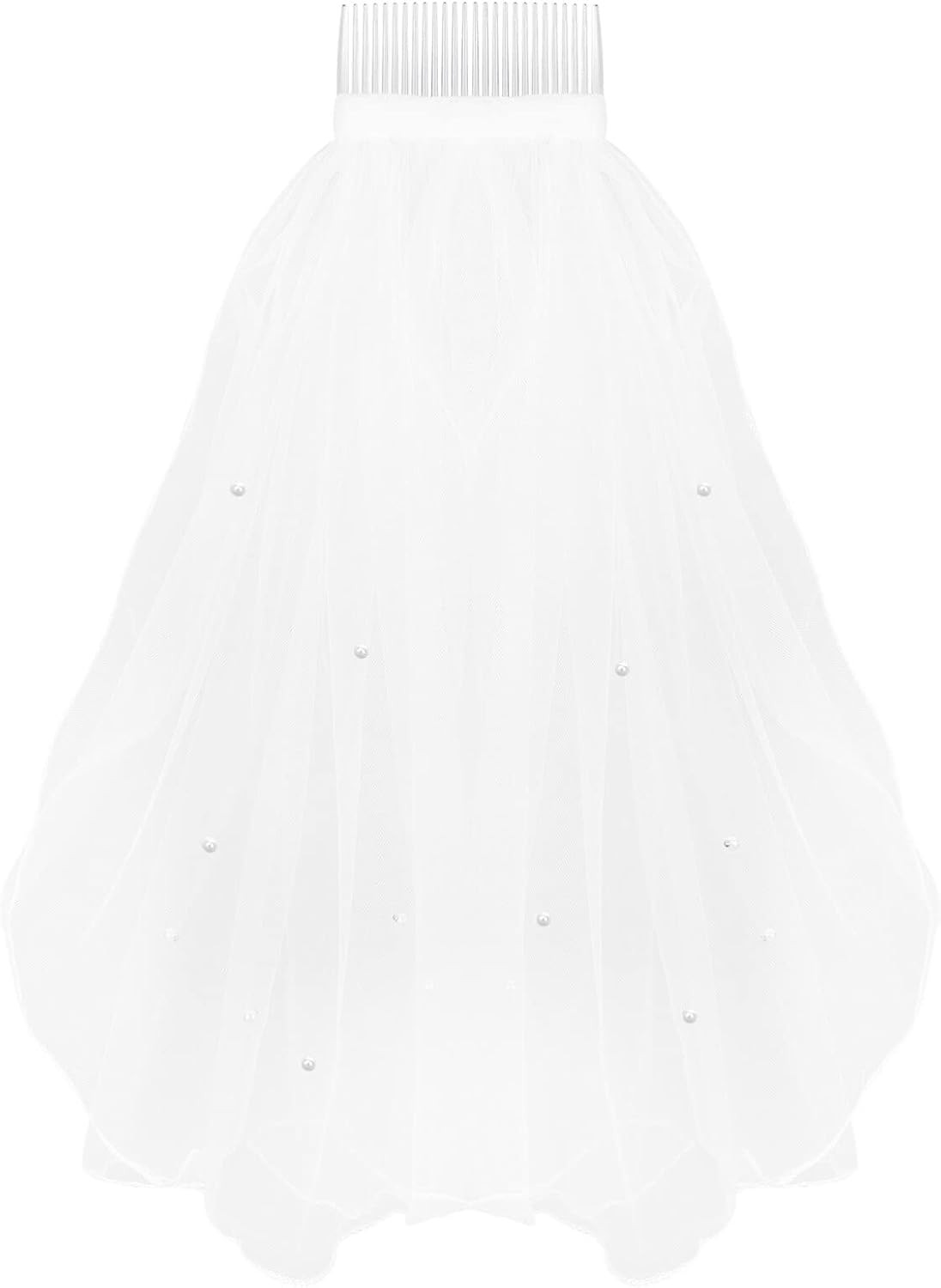 Beaupretty Wedding Veil, White Short Elegent Lace Veil with Hair Comb Party Photography Accessori... | Amazon (US)