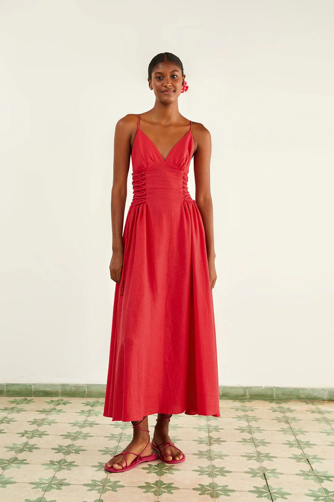 red sleeveless midi dress | FarmRio (US)