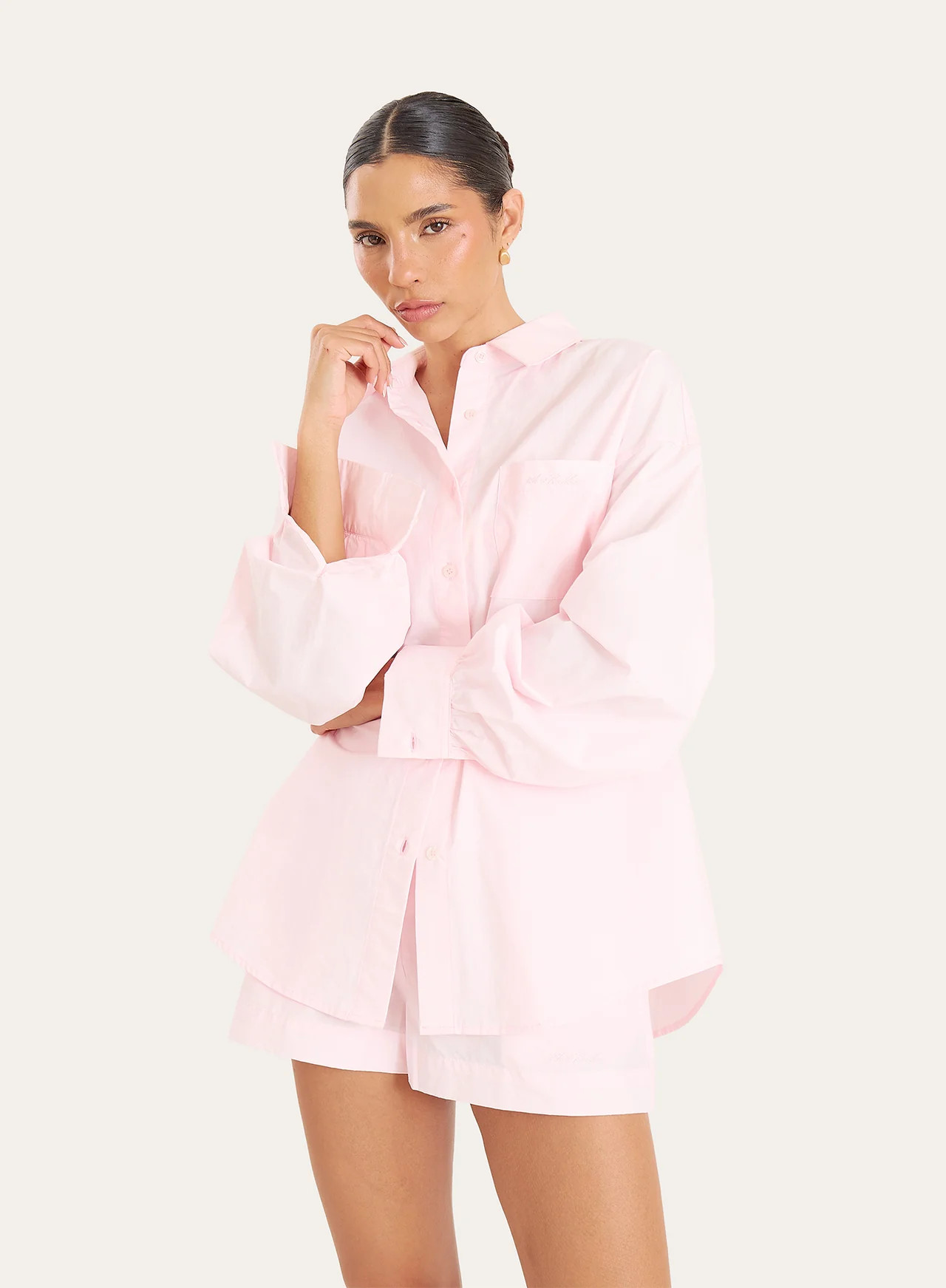 Women's Light Pink Cotton Balloon Sleeve Shirt | Fara | 4th & Reckless | 4th & Reckless
