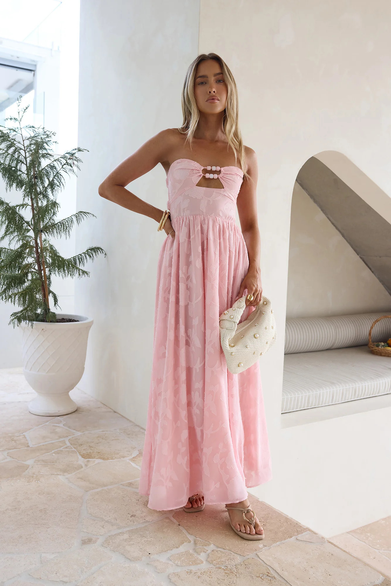 Angelic Moment Strapless Maxi Dress Pink | Fortunate One