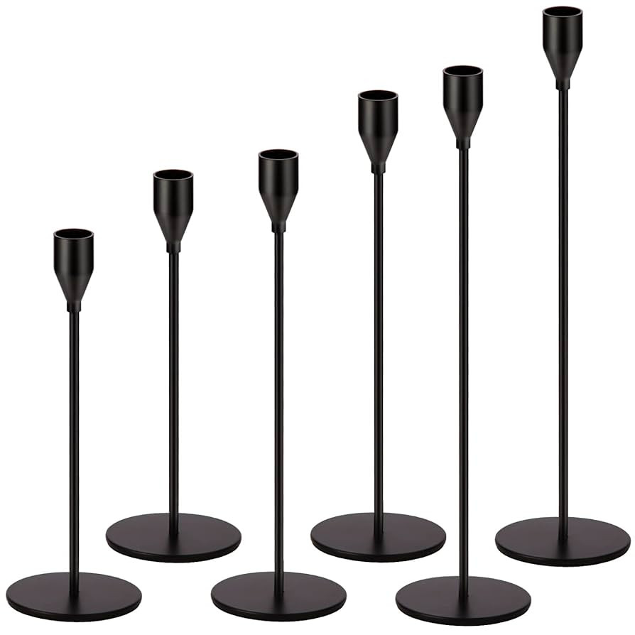 Matte Black Candle Holders Black Candlestick Holders Metal Candle Holder for Wedding, Dinning, Pa... | Amazon (US)