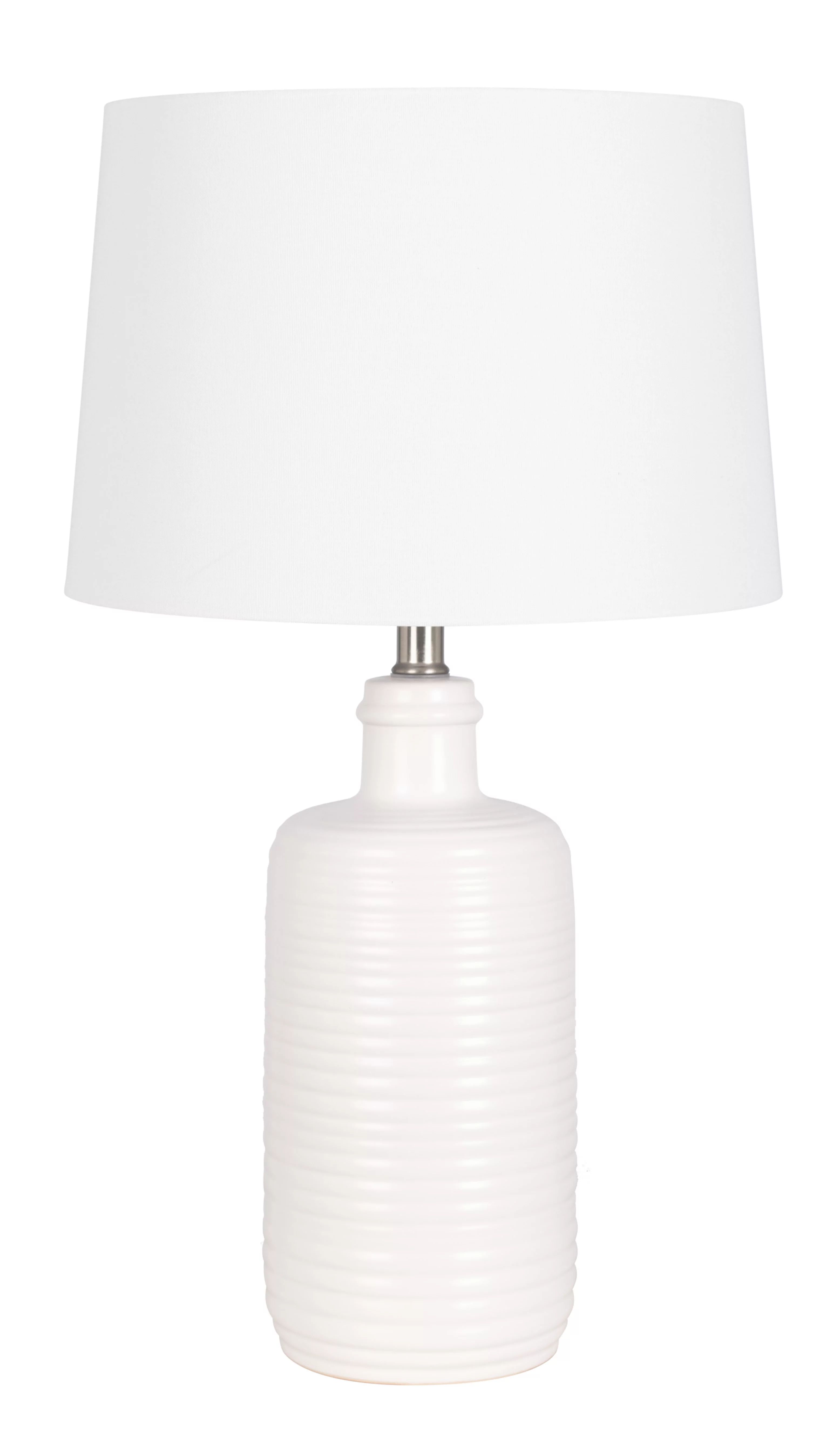 Better Homes & Gardens White Ribbed Ceramic 25.5" Grab and Go Lamp with Shade | Walmart (US)
