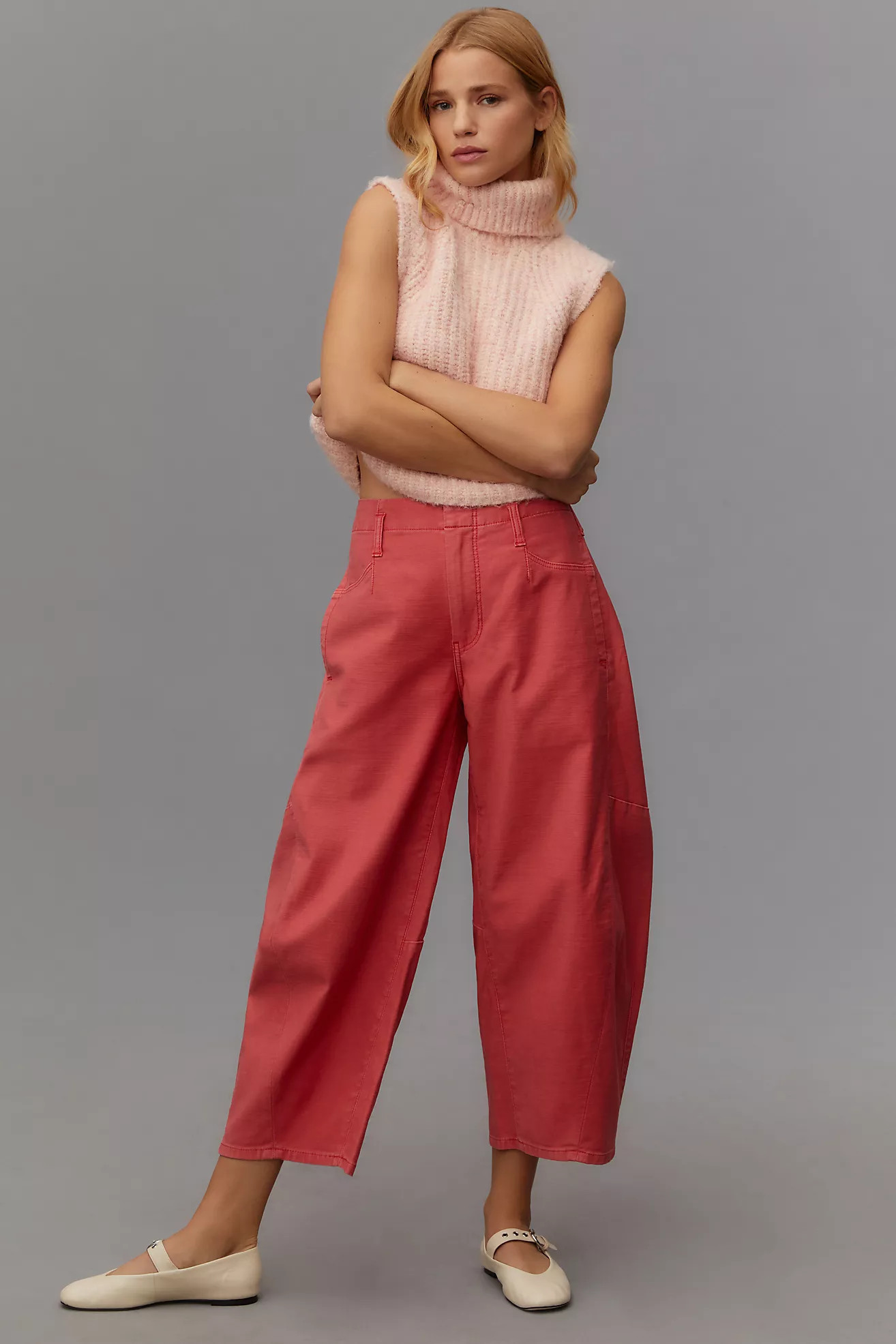Pilcro Cropped Bow-Leg Pants | Anthropologie (US)