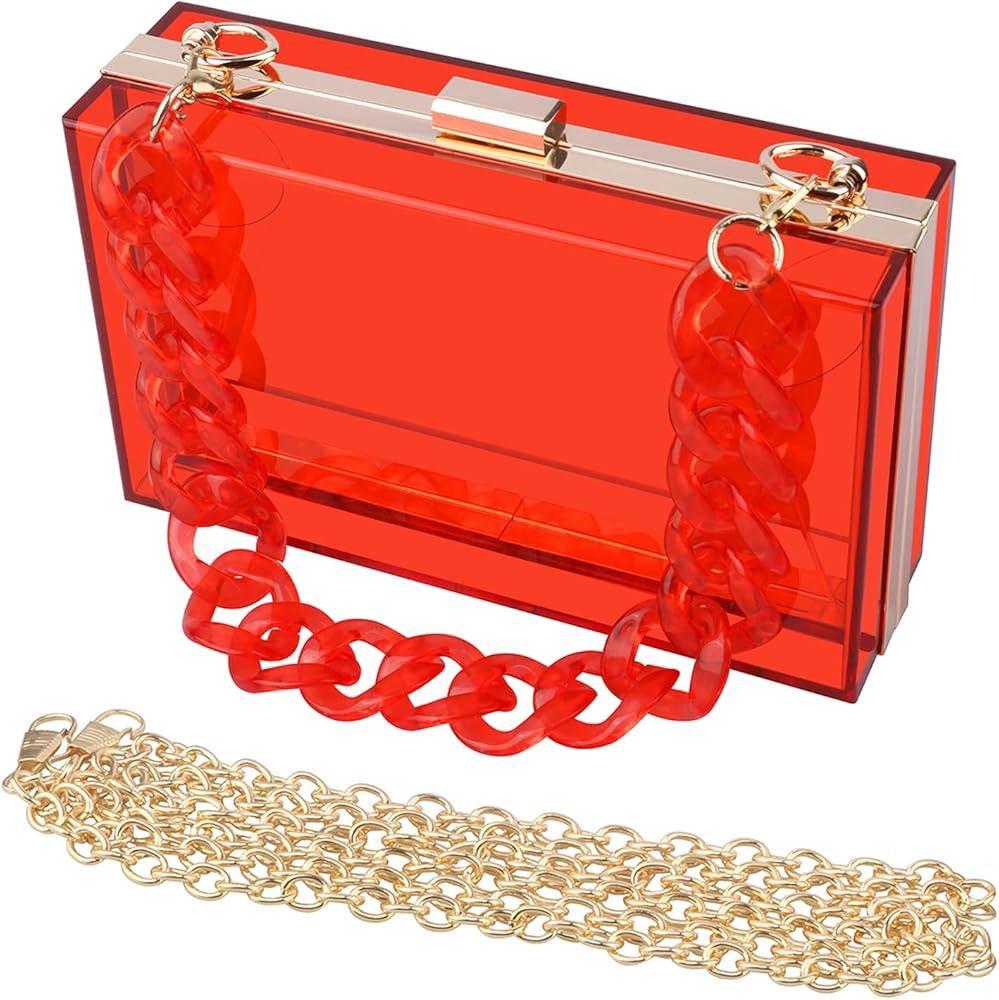 Women Acrylic Transparent Gold star Evening Bags Purses Clutch Vintage Banquet Handbag | Amazon (US)