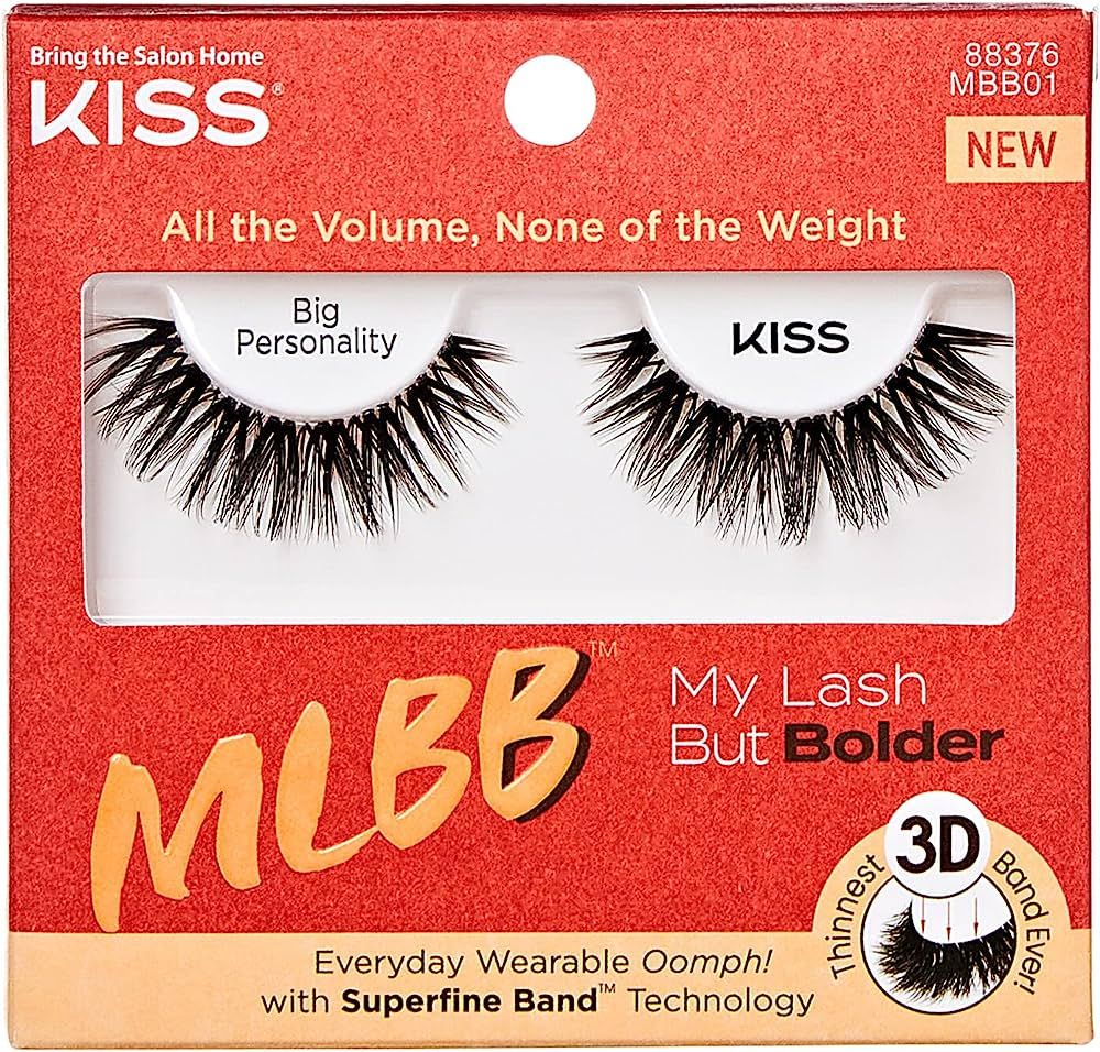 KISS My Lash But Bolder 3D Volume False Eyelashes - Big Personality, Black, Comfortable, Volumino... | Amazon (US)