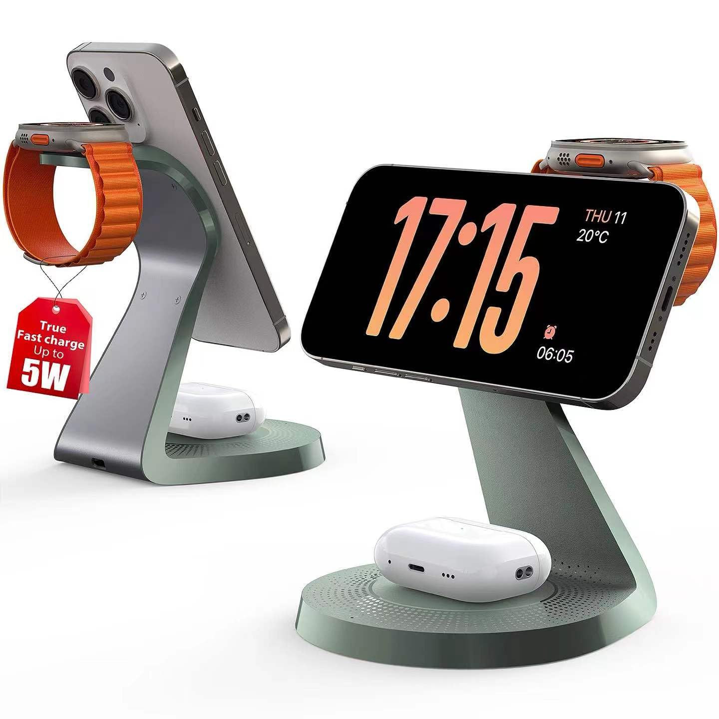 3 in 1 Charging Station for Apple Devices, Mag-Safe Charger Stand Fast Charging, Wireless Charger... | Amazon (US)