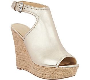 Marc Fisher Leather or Suede Espadrille Wedges- Harli | QVC