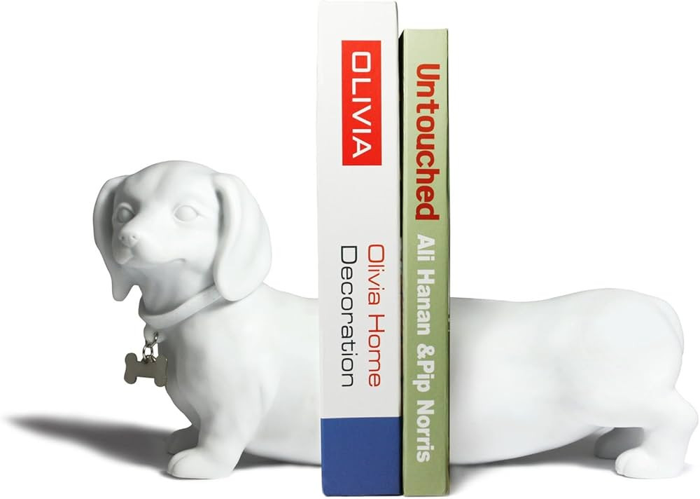 Danya B. Decorative Dachshund Bookend Set in White, Great Gift for The Dog Fan, Home or Office Bo... | Amazon (US)