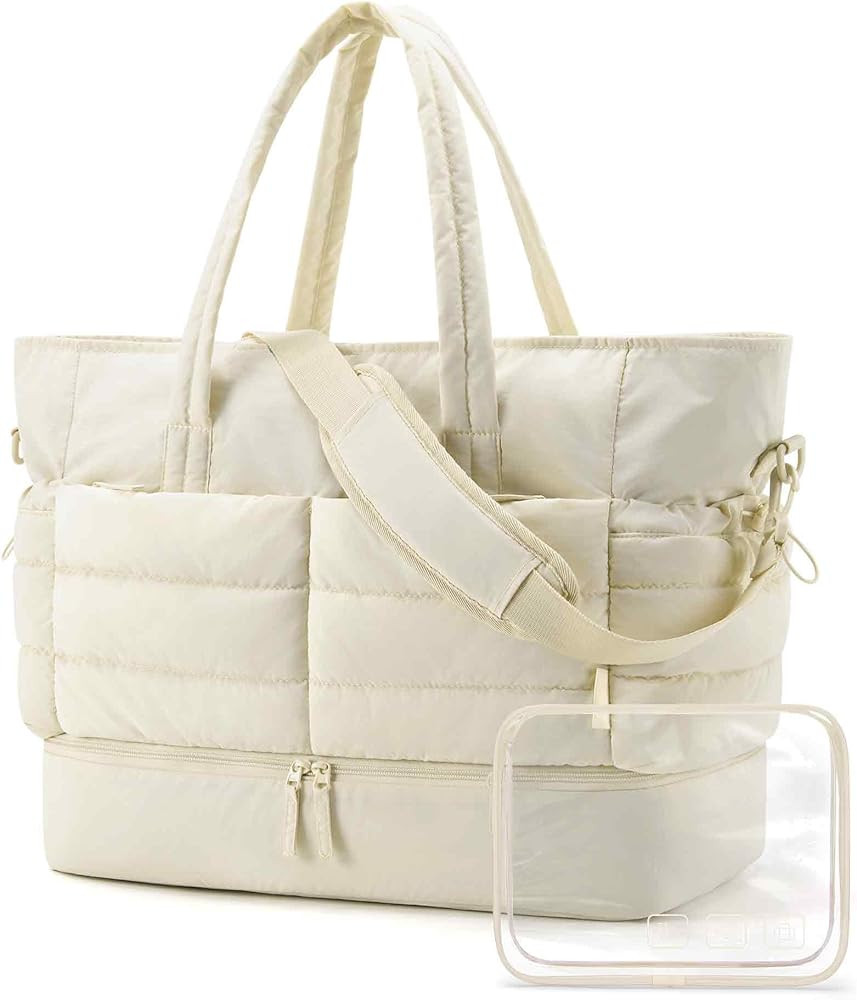 BAGSMART Large Travel Duffel Bag with Shoe Compartment, Puffer Carry-On Gym Weekender Bag for Wom... | Amazon (US)