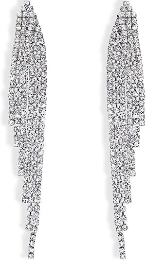 Humble Chic Simulated Diamond Long Earrings for Women - Cubic Zirconia Crystal Statement Dangle E... | Amazon (US)
