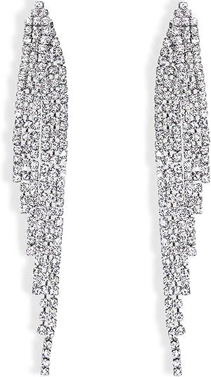 Humble Chic Simulated Diamond Long Earrings for Women - Cubic Zirconia Crystal Statement Dangle E... | Amazon (US)