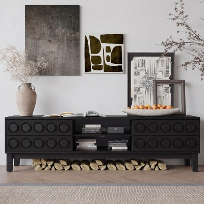 CAVINAS Modern Media Console Table,Entertainment Center with 4 Drawers,Cable Management,Open Shelves,Entryway Table for Living Room,Office,Black | Target