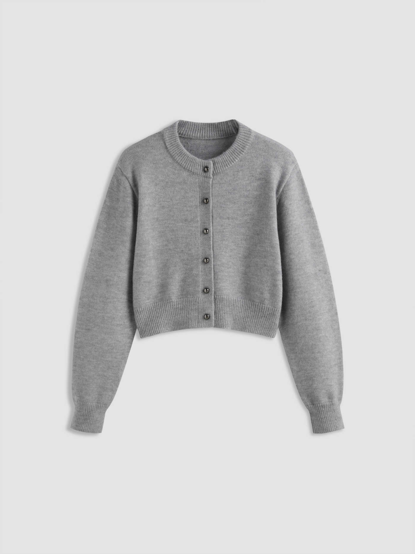 Knit Round Neckline Solid Button Cardigan | Cider