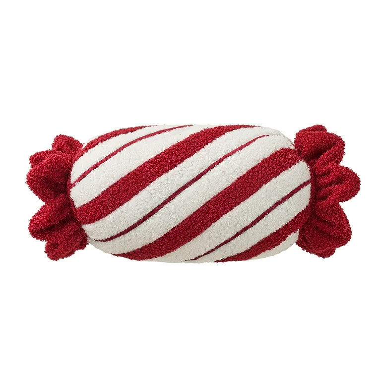 My Texas House 18" x 6" White/Red Candy Cane Bolster Decorative Pillow | Walmart (US)